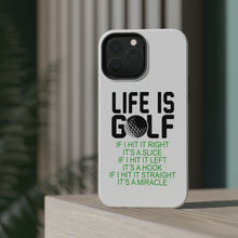 DistinctInk ToughCase for Apple iPhone, Compatible with MagSafe Charging - Life is Golf Slice Hook Straight Miracle