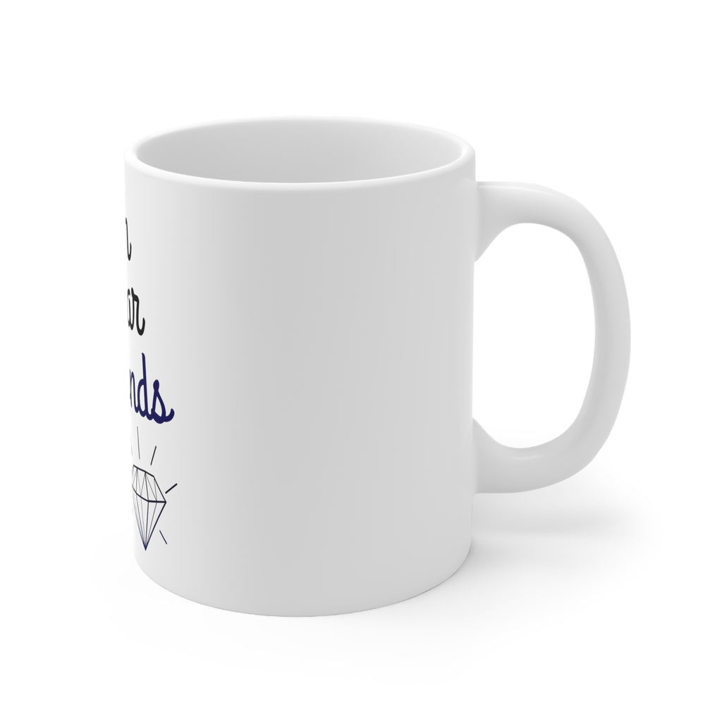 Glossy White Coffee / Tea Mug - Born to Wear Diamonds, view 3