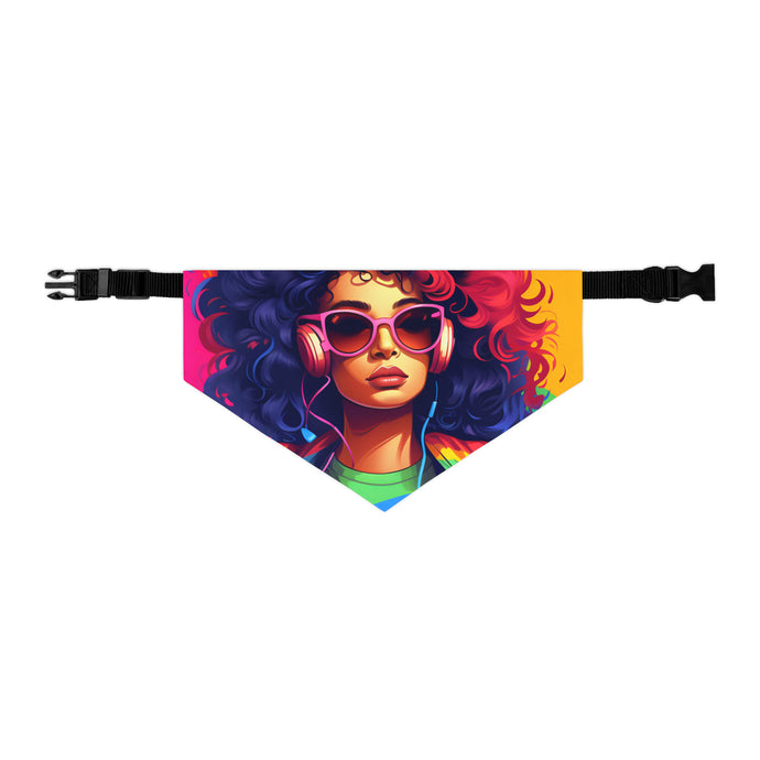 DistinctInk Adjustable Pet Banana Collar with Living a Full Life Design for LGBTQ+ Pride