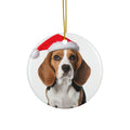 Hanging Ceramic Christmas Tree Ornament with Gold String - Beagle Design