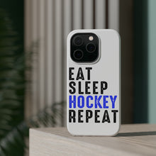 DistinctInk ToughCase for Apple iPhone, Compatible with MagSafe Charging - Eat Sleep Hockey Repeat