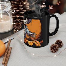 DistinctInk Black Coffee Mug - Haunted Jack-O'-Skeleton for Halloween