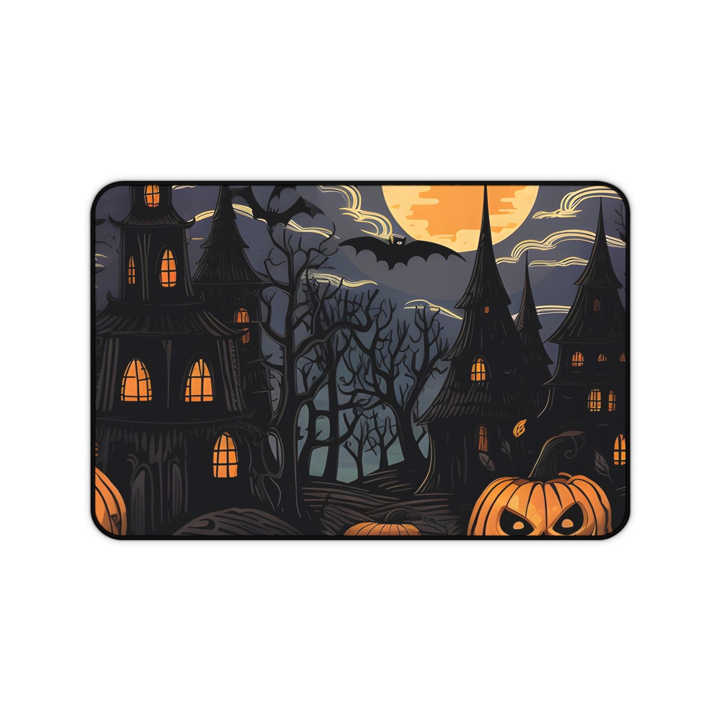 DistinctInk Desk Mat with Spooky All Hallows' Eve Design for Halloween