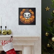 DistinctInk Canvas Wall Art with Spooky Skeleton Pumpkin Patch for Halloween