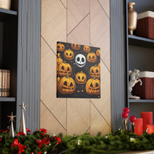 DistinctInk Canvas Wall Art with Ghastly Skeleton Pumpkins for Halloween