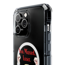 DistinctInk Clear Case for Apple iPhone, Compatible with MagSafe – Trump ‘You Missed, Loser’ Cartoon Design