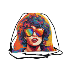 DistinctInk Drawstring Bag Backpack with Start Building Your Dreams Design for LGBTQ+ Pride