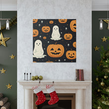 DistinctInk Canvas Wall Art with Spooky Skeleton Pumpkin Patch for Halloween