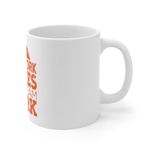DistinctInk Glossy White Coffee / Tea Mug - Teamwork Makes the Dream Work Basketball
