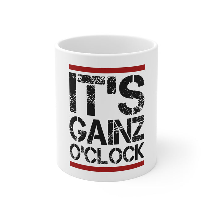 DistinctInk Glossy White Coffee / Tea Mug - It's Gainz O'Clock Working Out