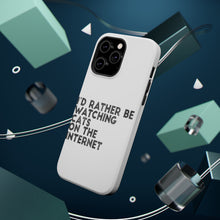 DistinctInk ToughCase for Apple iPhone, Compatible with MagSafe Charging - Rather Be Watch Cats On The Internet