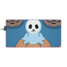 DistinctInk LED Gaming Mouse Pad with Ghost Skeleton Pumpkin Pattern Design for Halloween