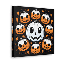 DistinctInk Canvas Wall Art with Ghost Skeleton Cartoon Pumpkin for Halloween