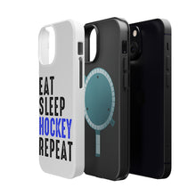 DistinctInk ToughCase for Apple iPhone, Compatible with MagSafe Charging - Eat Sleep Hockey Repeat
