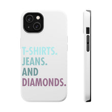 DistinctInk ToughCase for Apple iPhone, Compatible with MagSafe Charging - T-Shirts Jeans and Diamonds