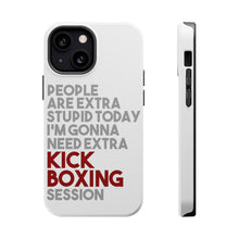 DistinctInk ToughCase for Apple iPhone, Compatible with MagSafe Charging - People Are Stupid Need Extra Kick Boxing