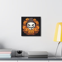 DistinctInk Canvas Wall Art with Spooky Skeleton Pumpkin Patch for Halloween