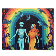 DistinctInk Jigsaw Puzzle with The Enduring Beauty of Writing Design for Halloween  LGBTQ+ Pride