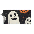 LED Gaming Mouse Pad with Spooky Skeleton Pumpkin Patch Design for Halloween