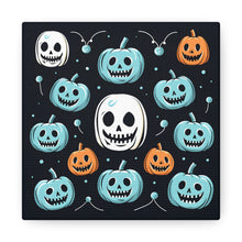 DistinctInk Canvas Wall Art with Skele-Ghostly Pumpkin Patch for Halloween