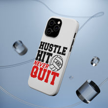 DistinctInk ToughCase for Apple iPhone, Compatible with MagSafe Charging - Hustle Hit Never Quit Volleyball