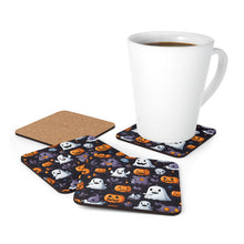 DistinctInk (Set of 4) Corkwood Coasters with Spooky Bat-o-lanternsDesign for Halloween