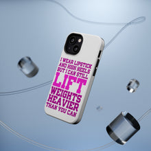DistinctInk ToughCase for Apple iPhone, Compatible with MagSafe Charging - Lipstick & High Heels Can Life Weights Heavier