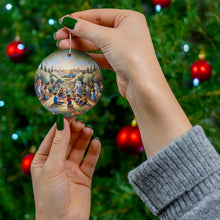 DistinctInk Hanging Ceramic Christmas Tree Ornament Charm with Gold String - Great Gift/Present - 2 3/4 inch Diameter - Garden of Hope
