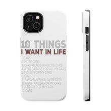 DistinctInk ToughCase for Apple iPhone, Compatible with MagSafe Charging - Things I Want In Life - Cars, Money, Woman
