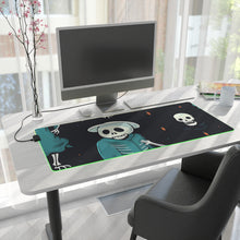 DistinctInk LED Gaming Mouse Pad with Haunted Skeleton Crew Design for Halloween