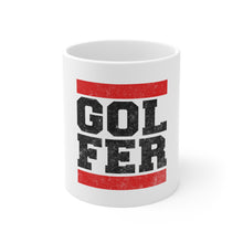 DistinctInk Glossy White Coffee / Tea Mug - Golfer Word Art