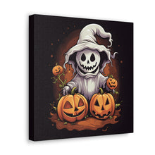 DistinctInk Canvas Wall Art with Trick or Treat Ghost-O-Lantern for Halloween