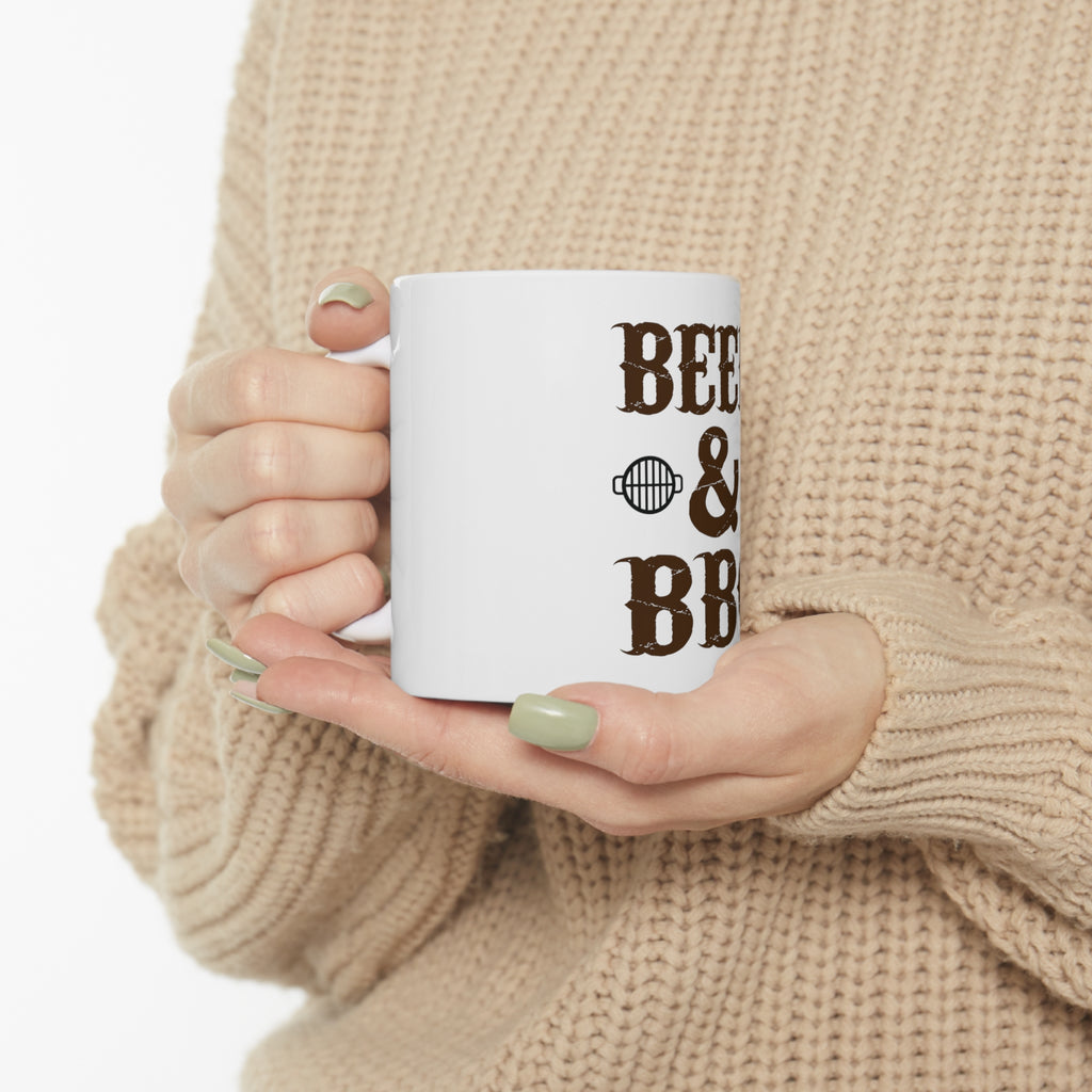 Glossy White Coffee / Tea Mug - Beer & Barbecue BBQ, view 10