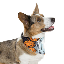 DistinctInk Adjustable Pet Banana Collar with Skeletal Ghostly Pumpkins Design for Halloween