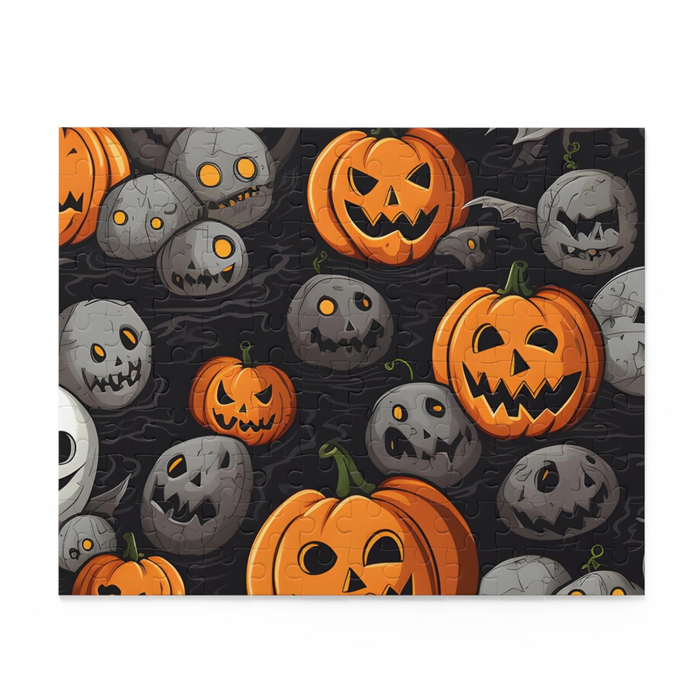DistinctInk Jigsaw Puzzle with Haunted Harvest Time Design for Halloween