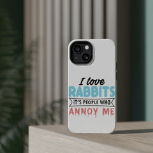 DistinctInk ToughCase for Apple iPhone, Compatible with MagSafe Charging - Love Rabbits - People Annoy Me