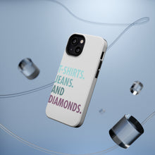 DistinctInk ToughCase for Apple iPhone, Compatible with MagSafe Charging - T-Shirts Jeans and Diamonds