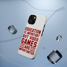 DistinctInk ToughCase for Apple iPhone, Compatible with MagSafe Charging - Education is Important Video Games Importanter