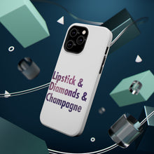 DistinctInk ToughCase for Apple iPhone, Compatible with MagSafe Charging - Lipstick & Diamonds & Champagne