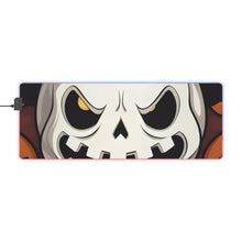 DistinctInk LED Gaming Mouse Pad with Spooky Skeleton Pumpkin Patch Design for Halloween