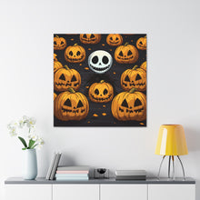 DistinctInk Canvas Wall Art with Ghastly Skeleton Pumpkins for Halloween