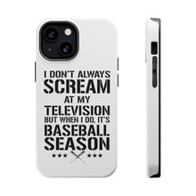 DistinctInk ToughCase for Apple iPhone, Compatible with MagSafe Charging - Baseball Season Scream at my TV