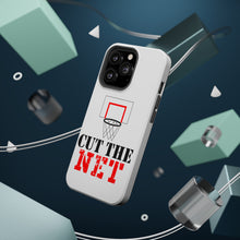 DistinctInk ToughCase for Apple iPhone, Compatible with MagSafe Charging - Cut the Net Basketball