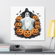 DistinctInk Canvas Wall Art with Ghost Skeleton Pumpkins Pattern for Halloween