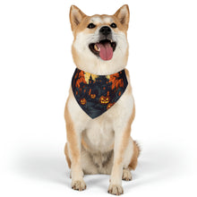 DistinctInk Adjustable Pet Banana Collar with Darkness Falls on Halloween Design for Halloween
