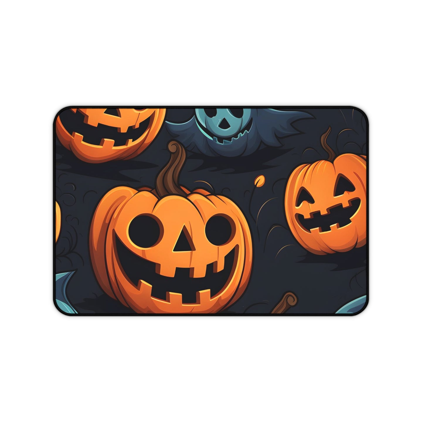 DistinctInk Desk Mat with Nightly Fright of Bats and Ghouls Design for Halloween