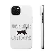 DistinctInk ToughCase for Apple iPhone, Compatible with MagSafe Charging - Boys Whatever, Cats Forever