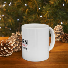 DistinctInk Glossy White Coffee / Tea Mug - Born to Bake Forced to Work