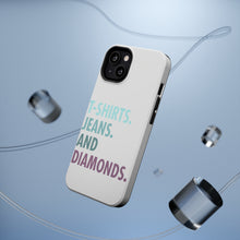 DistinctInk ToughCase for Apple iPhone, Compatible with MagSafe Charging - T-Shirts Jeans and Diamonds