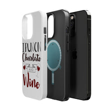 DistinctInk ToughCase for Apple iPhone, Compatible with MagSafe Charging - I Run on Chocolate and Wine